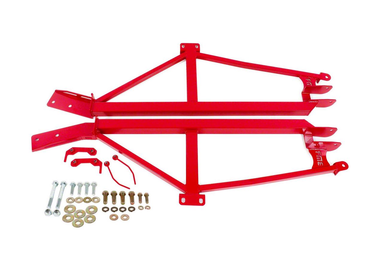 m　0324 BMR Camaro Bolt-On 4-Point Subframe Connectors; Red BMR