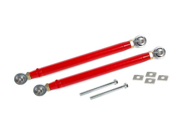 BMR Double Adjustable Rear Toe Rods; Rod End; Red (16-24 Camaro)