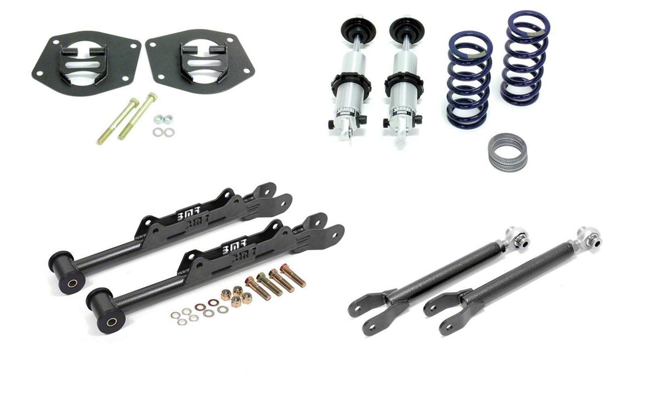 BMR Camaro Drag Race Suspension Package with Mild Steel Control Arms; Black Hammertone BMR