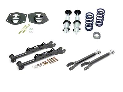 BMR Drag Race Suspension Package with Mild Steel Control Arms; Black Hammertone (10-15 Camaro)