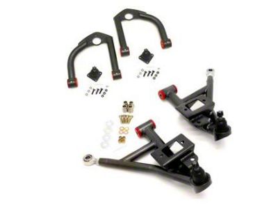BMR Front Upper and Lower A-Arms; Black Hammertone (93-02 Camaro)