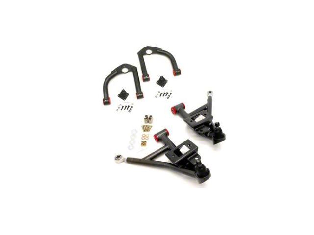 BMR Front Upper and Lower A-Arms; Black Hammertone (93-02 Camaro)