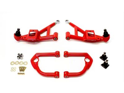 BMR Front Upper and Lower A-Arms; Red (93-02 Camaro)