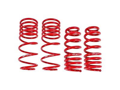 BMR Front and Rear Lowering Springs; Handling Version; Red (93-02 Camaro)