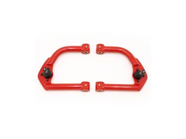 BMR Non-Adjustable DOM Front Upper Control A-Arms; Polyurethane Bushings; Red (93-02 Camaro)