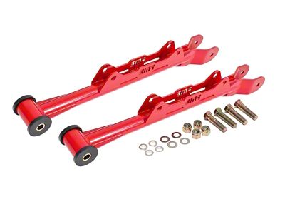 BMR Non-Adjustable Rear Lower Control Arms; Delrin; Red (10-15 Camaro)