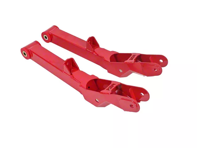 BMR Non-Adjustable Rear Lower Control Arms; Polyurethane Bushings; Red (10-15 Camaro)