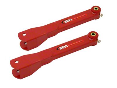 BMR Non-Adjustable Rear Lower Trailing Arms; Polyurethane Bushings; Red (10-15 Camaro)