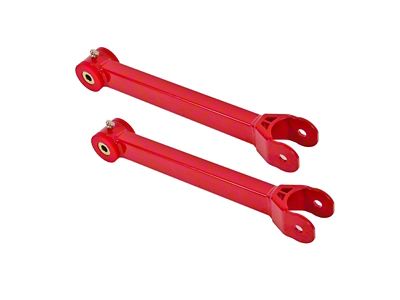 BMR Non-Adjustable Rear Lower Trailing Arms; Polyurethane Bushings; Red (16-24 Camaro)