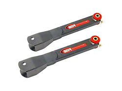 BMR Non-Adjustable Rear Lower Trailing Arms; Polyurethane Bushings; Black Hammertone (10-15 Camaro)