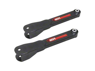 BMR Non-Adjustable Rear Lower Trailing Arms; Spherical Bearings; Black Hammertone (10-15 Camaro)