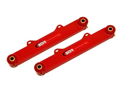 BMR Non-Adjustable Rear Toe Rods; Polyurethane Bushings; Red (10-15 Camaro)