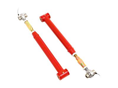 BMR On-Car Adjustable DOM Rear Lower Control Arms; Polyurethane/Rod End Combo; Red (93-02 Camaro)