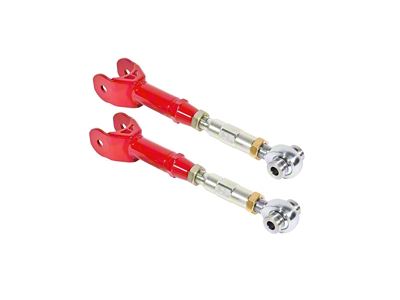 BMR On-Car Adjustable Rear Upper Trailing Arms; Rod Ends; Red (16-24 Camaro)