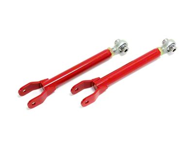 BMR Single Adjustable Rear Lower Trailing Arms; Rod Ends; Red (10-15 Camaro)