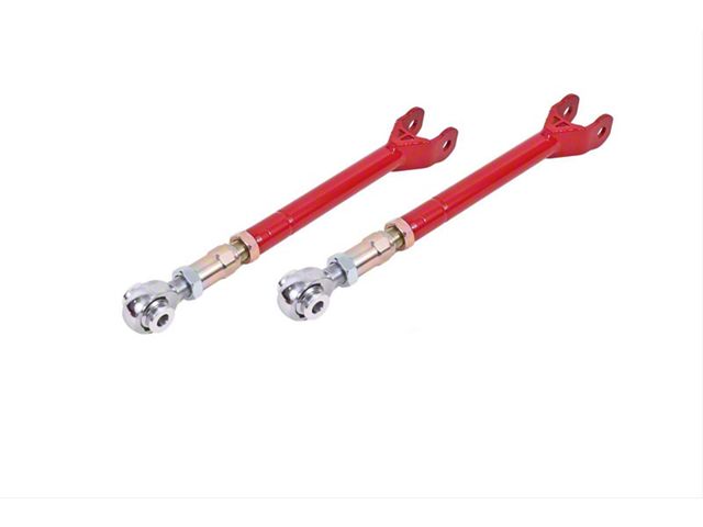 BMR On-Car Adjustable Rear Lower Trailing Arms; Rod Ends; Red (08-23 Challenger)