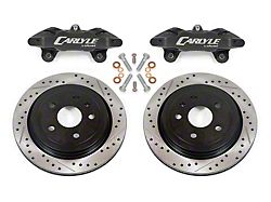 BMR 15-Inch Wheel Rear Brake Conversion Kit with Drilled and Slotted Rotors; Black Calipers (14-19 Corvette C7 w/ 15-Inch Wheels)