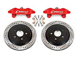 BMR 15-Inch Wheel Rear Brake Conversion Kit with Drilled and Slotted Rotors; Red Calipers (14-19 Corvette C7 w/ 15-Inch Wheels)