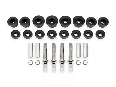BMR Front Upper and Lower Control Arm Bushing Kit; Delrin; Black (14-19 Corvette C7)