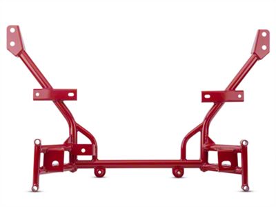 BMR K-Member with 0.50-Inch Lowered Motor Mounts; Standard Rack Mount; Red (05-14 Mustang)