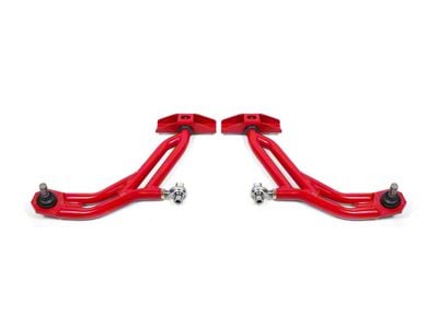 BMR Adjustable Front Lower Control A-Arms; Delrin/Rod End Combo; 19mm Standard Ball Joint; Red (10-14 Mustang)