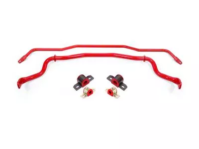 BMR Adjustable Front and Non-Adjustable Rear Sway Bars; Red (15-23 Mustang)