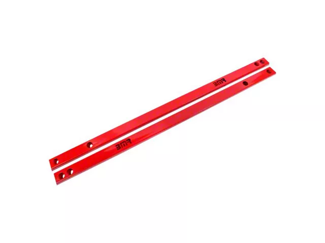 BMR Chassis Jacking Rails; Shorter Tube; Red (15-24 Mustang Fastback)