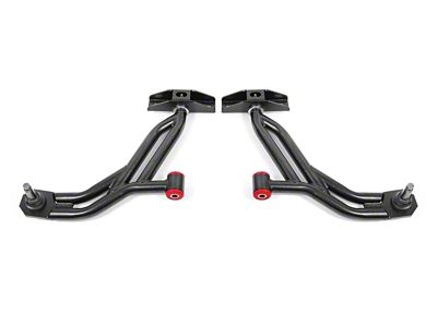 BMR Non-Adjustable Front Lower Control A-Arms; Polyurethane/Delrin Combo; 19mm Tall Ball Joint; Black Hammertone (10-14 Mustang)