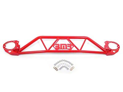 BMR Tubular Strut Tower Brace; Red (15-24 Mustang GT, EcoBoost, Dark Horse)