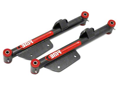 BMR Non-Adjustable DOM Rear Lower Control Arms; Polyurethane Bushings; Black Hammertone (79-98 Mustang)