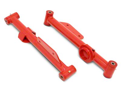 BMR Non-Adjustable DOM Rear Lower Control Arms; Polyurethane Bushings; Red (79-98 Mustang)