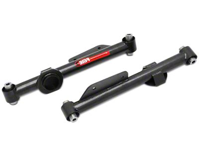 BMR Non-Adjustable DOM Rear Lower Control Arms; Spherical Bearings; Black Hammertone (79-98 Mustang)