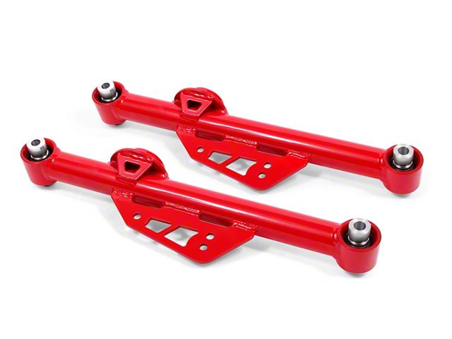BMR Non-Adjustable DOM Rear Lower Control Arms; Spherical Bearings; Red (99-04 Mustang, Excluding Cobra)