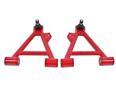 BMR Non-Adjustable Front Lower Coil-Over A-Arms; Polyurethane Bushings; Standard Ball Joint; Red (94-04 Mustang)