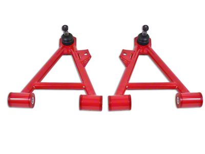 BMR Non-Adjustable Front Lower Coil-Over A-Arms; Polyurethane Bushings; Tall Ball Joint; Red (94-04 Mustang)