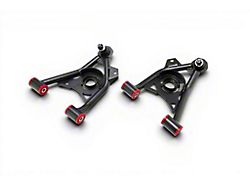 BMR Non-Adjustable Front Lower Spring Pocket A-Arms; Polyurethane Bushings; Standard Ball Joint; Black Hammertone (94-04 Mustang)