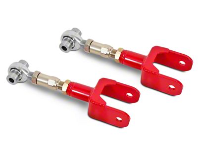 BMR On-Car Adjustable DOM Rear Upper Control Arms; Rod Ends; Red (79-04 Mustang, Excluding 99-04 Cobra)