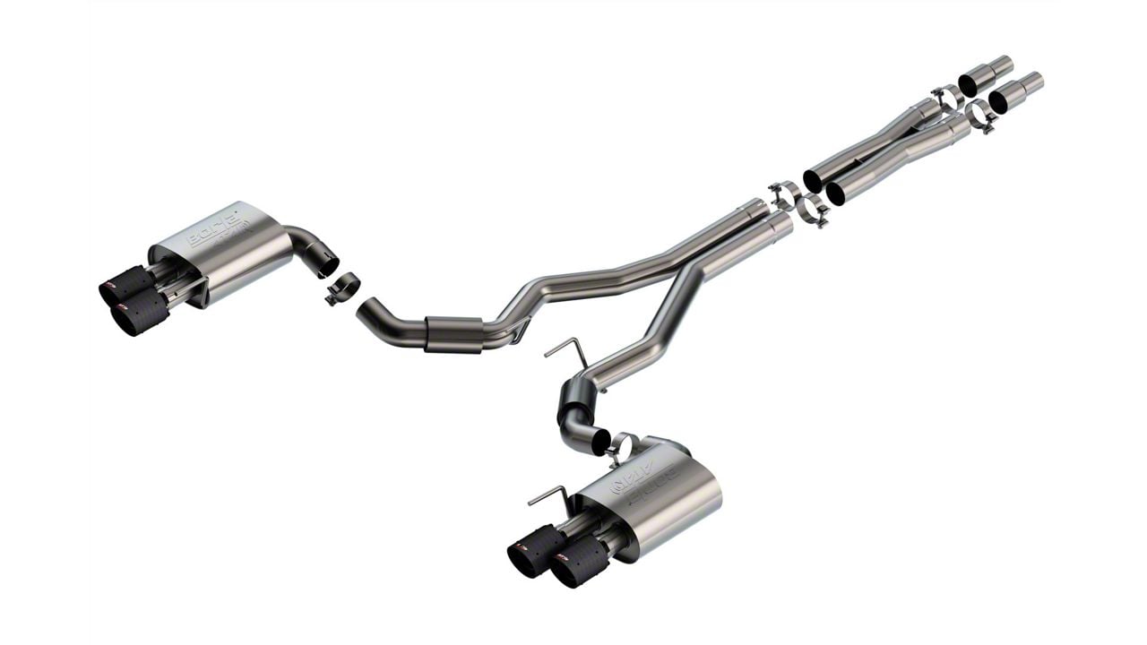 Borla ATAK Cat-Back Exhaust with Quad Black Carbon Fiber Tips (2024 Mustang GT Fastback w/o Active Exhaust)