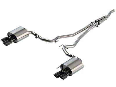 Borla S-Type Cat-Back Exhaust with Black Chrome Tips (19-23 Mustang EcoBoost w/ Active Exhaust)