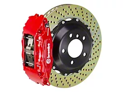 Brembo GT Series 4-Piston Front Big Brake Kit with 13-Inch 2-Piece Drilled Rotors; Red Calipers (98-02 Camaro)