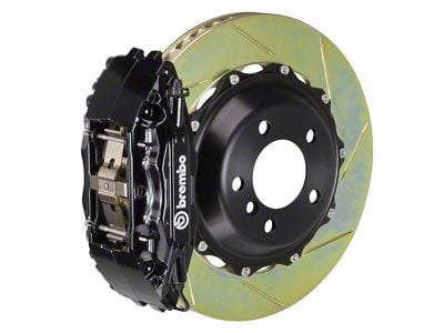 Brembo GT Series 4-Piston Front Big Brake Kit with 13-Inch 2-Piece Type 1 Slotted Rotors; Black Calipers (98-02 Camaro)