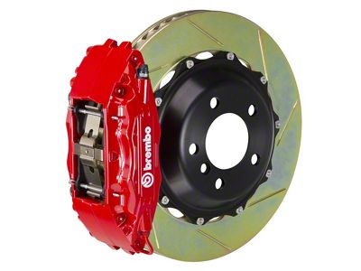 Brembo GT Series 4-Piston Front Big Brake Kit with 13-Inch 2-Piece Type 1 Slotted Rotors; Red Calipers (98-02 Camaro)