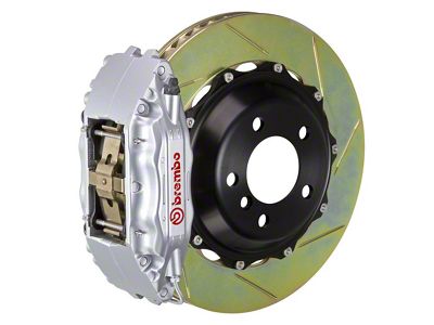 Brembo GT Series 4-Piston Front Big Brake Kit with 13-Inch 2-Piece Type 1 Slotted Rotors; Silver Calipers (98-02 Camaro)
