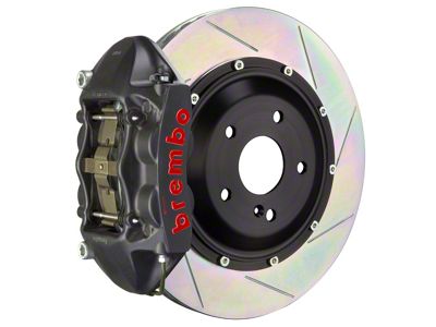 Brembo GT-S Series 4-Piston Rear Big Brake Kit with 15-Inch 2-Piece Type 1 Slotted Rotors; Black Hard Anodized Calipers (16-24 Camaro SS)
