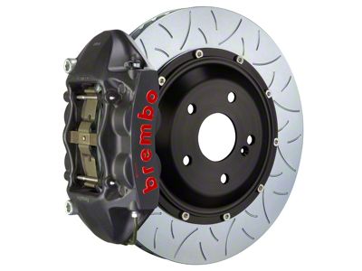 Brembo GT-S Series 4-Piston Rear Big Brake Kit with 15-Inch 2-Piece Type 3 Slotted Rotors; Black Hard Anodized Calipers (16-24 Camaro SS)