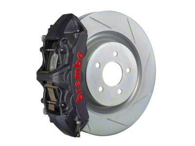 Brembo GT-S Series 6-Piston Front Big Brake Kit with 14-Inch 1-Piece Type 1 Slotted Rotors; Black Hard Anodized Calipers (16-24 Camaro LS, LT, SS)