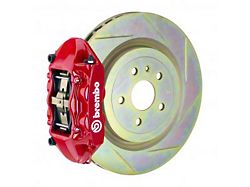 Brembo GT Series 4-Piston Rear Big Brake Kit with 14.40-Inch 1-Piece Type 1 Slotted Rotors; Red Calipers (16-23 Camaro SS)