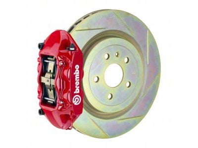 Brembo GT Series 4-Piston Rear Big Brake Kit with 14.40-Inch 1-Piece Type 1 Slotted Rotors; Red Calipers (16-24 Camaro SS)