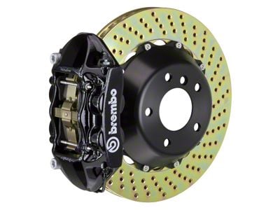 Brembo GT Series 4-Piston Rear Big Brake Kit with 15-Inch 2-Piece Cross Drilled Rotors; Black Calipers (16-24 Camaro SS)