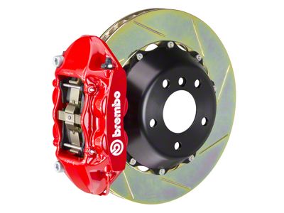Brembo GT Series 4-Piston Rear Big Brake Kit with 15-Inch 2-Piece Type 1 Slotted Rotors; Red Calipers (10-15 Camaro, Excluding Z/28)